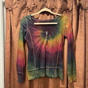 Hand Tie-Dyed & Embellished Cotton Long Sleeve